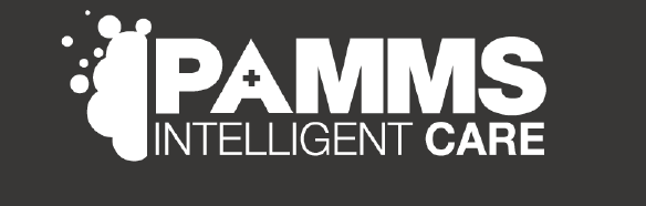 A black and white logo for pamms intelligent care