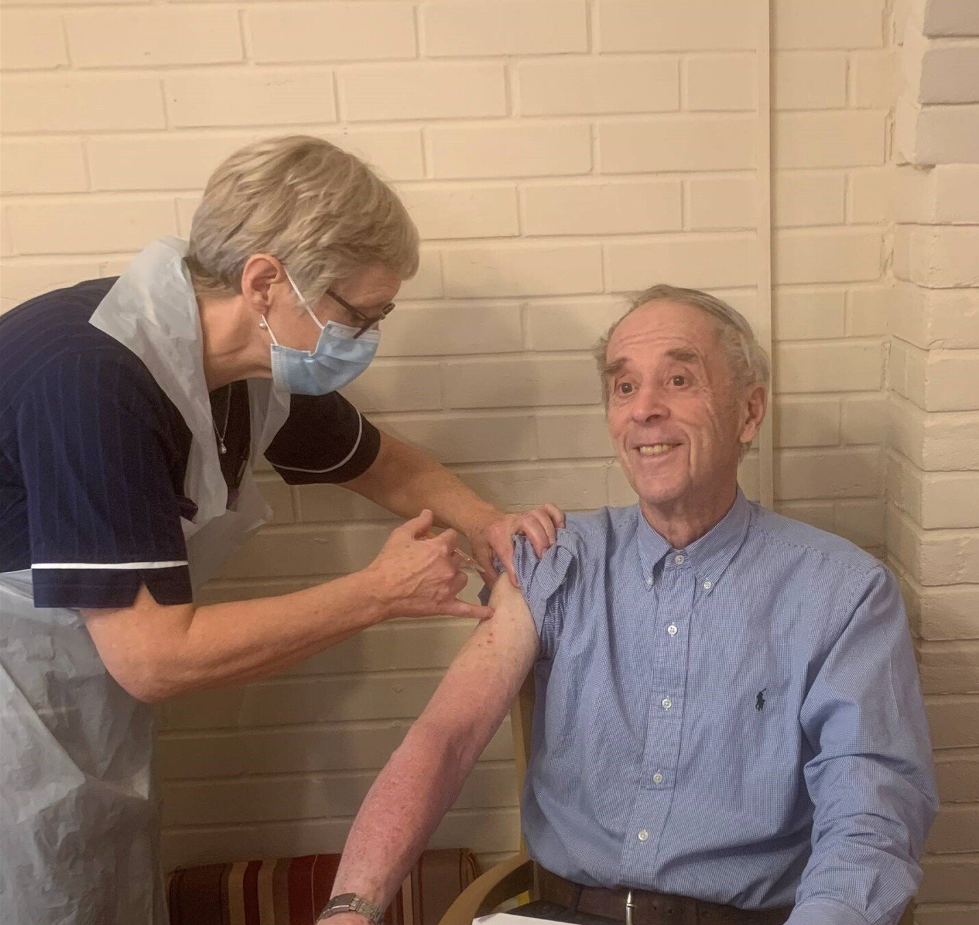 Wyndham House Resident having the vaccine administered by a nurse