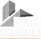 Logo for RMC Concrete & Construction featuring stylized gray concrete structures above the company name in white text.