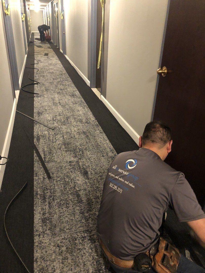 carpet installation in a Chicago office