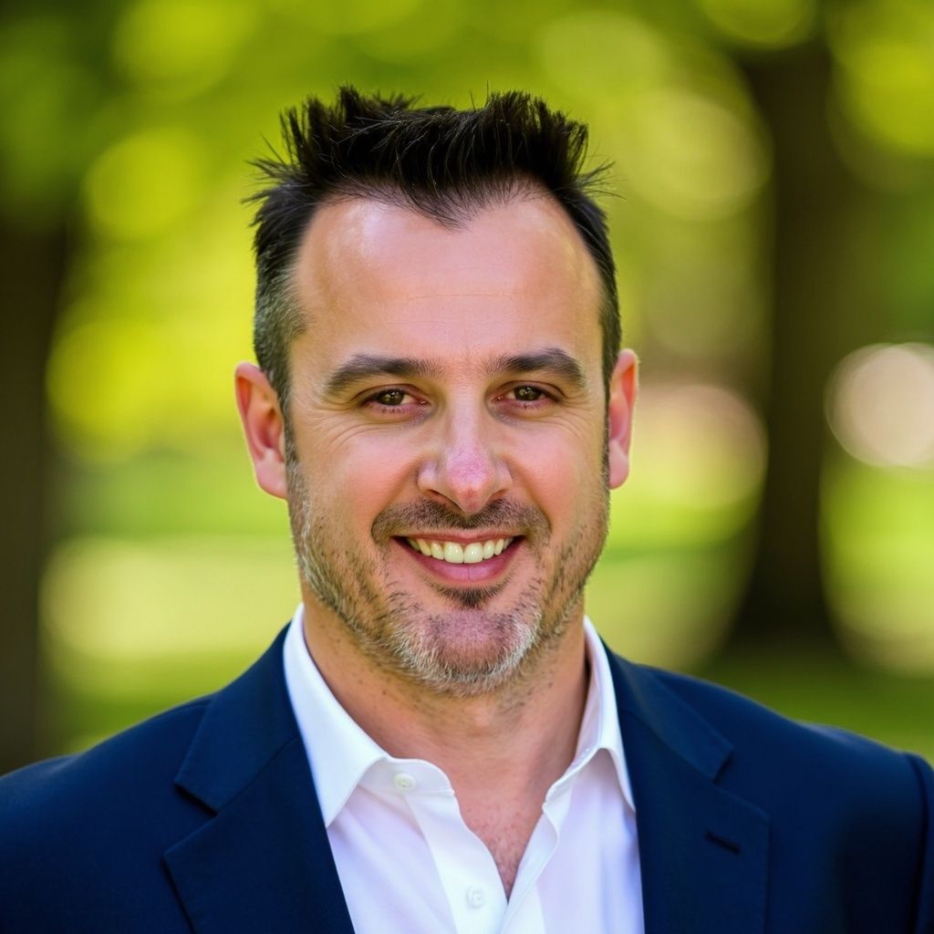 A man in a plaid shirt is smiling for the camera.