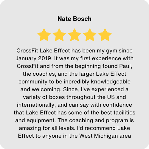 A review of crossfit lake effect has been my gym since january 2019