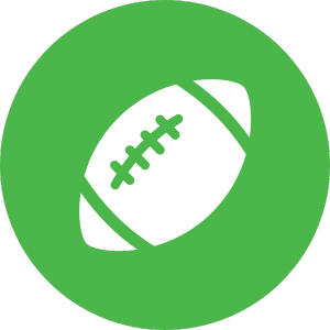 An icon of a football in a green circle.