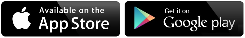 Two app store and google play buttons on a white background