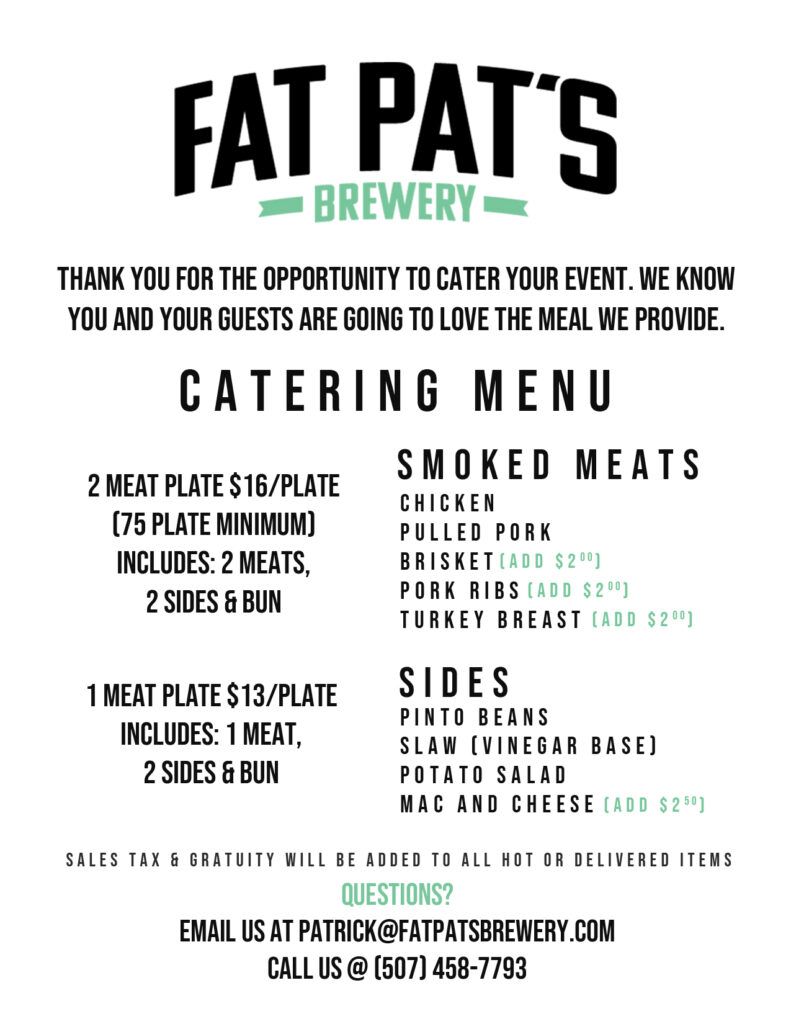 menu with catering options 