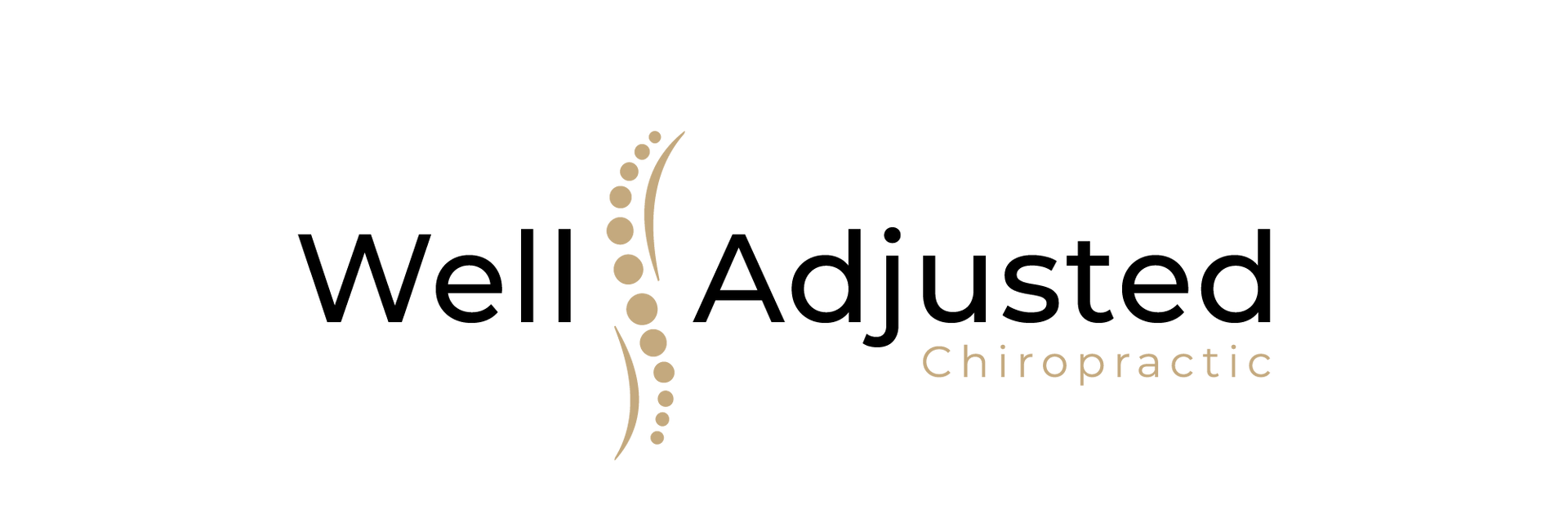 A logo for well adjusted chiropractic with a picture of a spine.