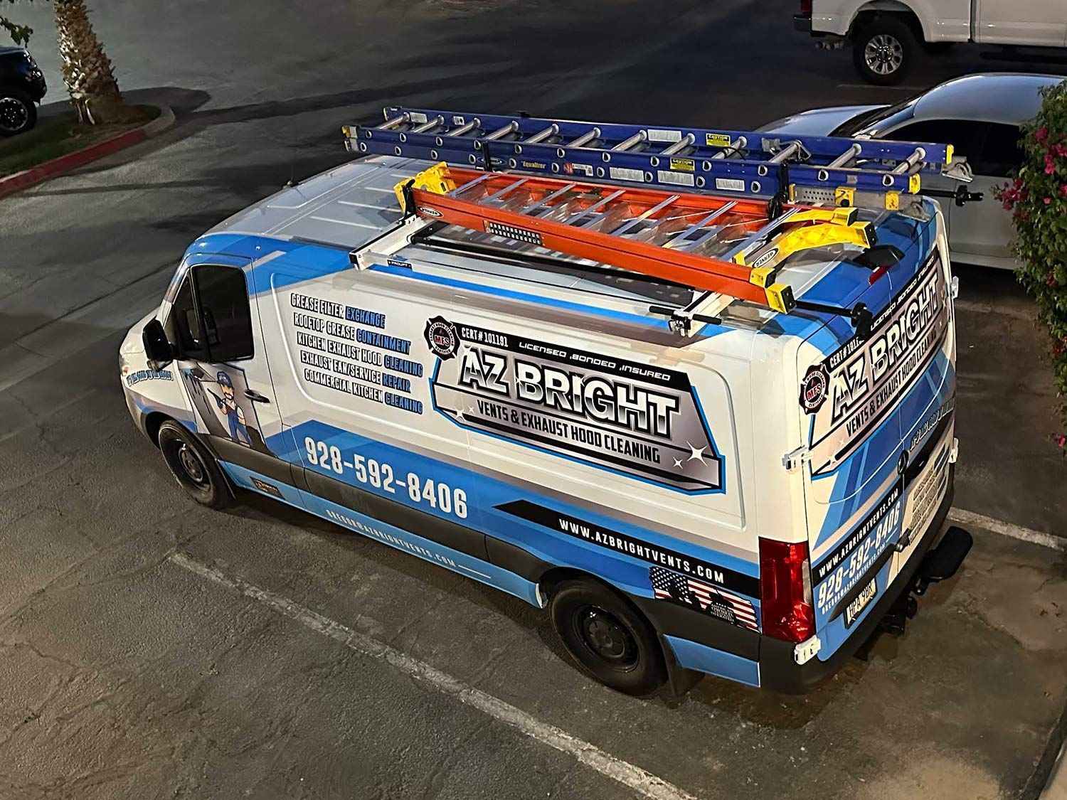 Ladders on Top of a Service Vehicle