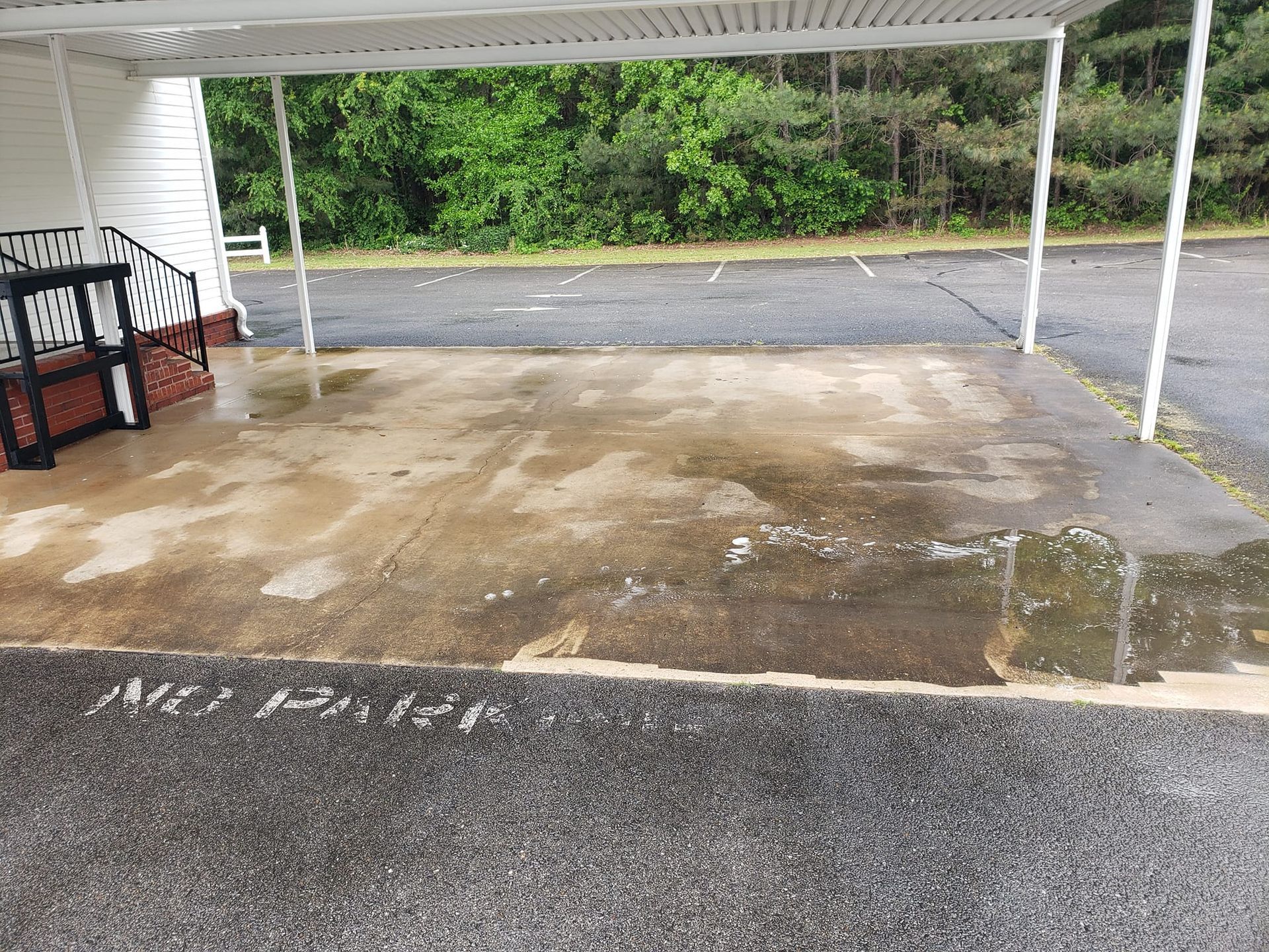 Before Covered Concrete Driveway Entrance White House Power Washing | Harvest, AL | Radiant Exterior Cleaning