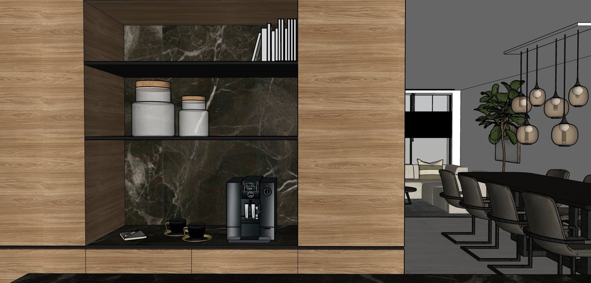 3D keukenontwerp voor een woning in Steenbergen.