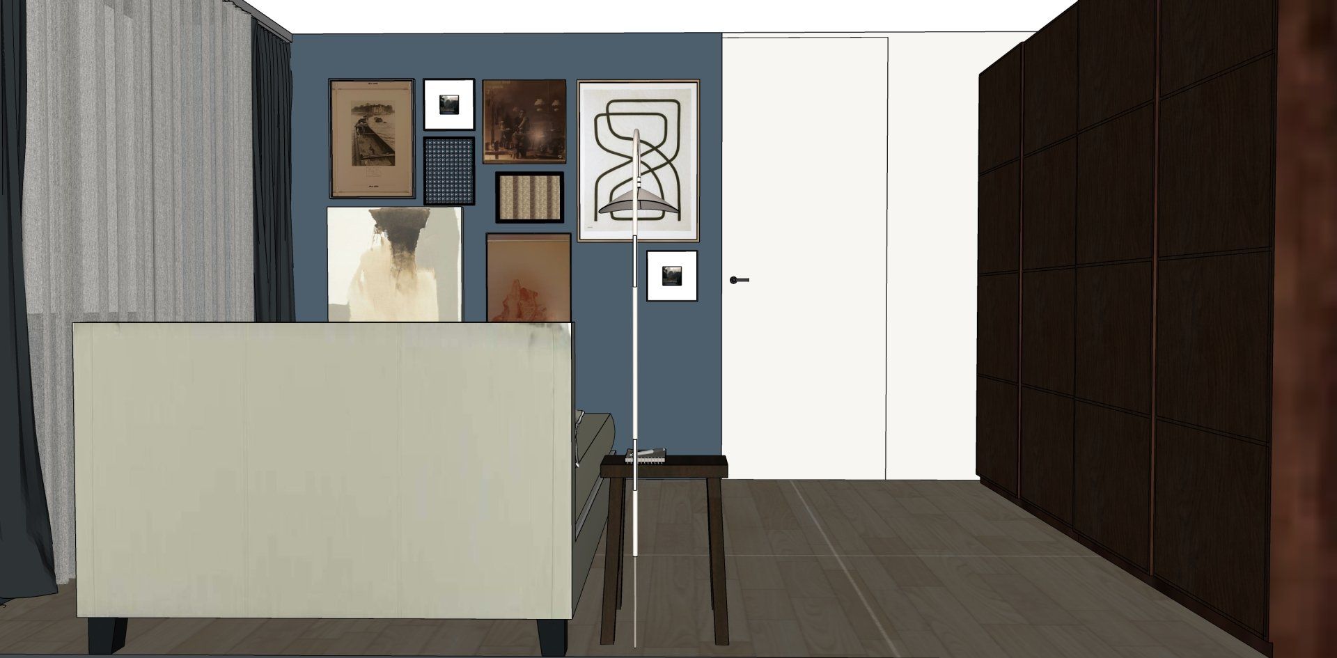 Gallerywall in de slaapkamer.