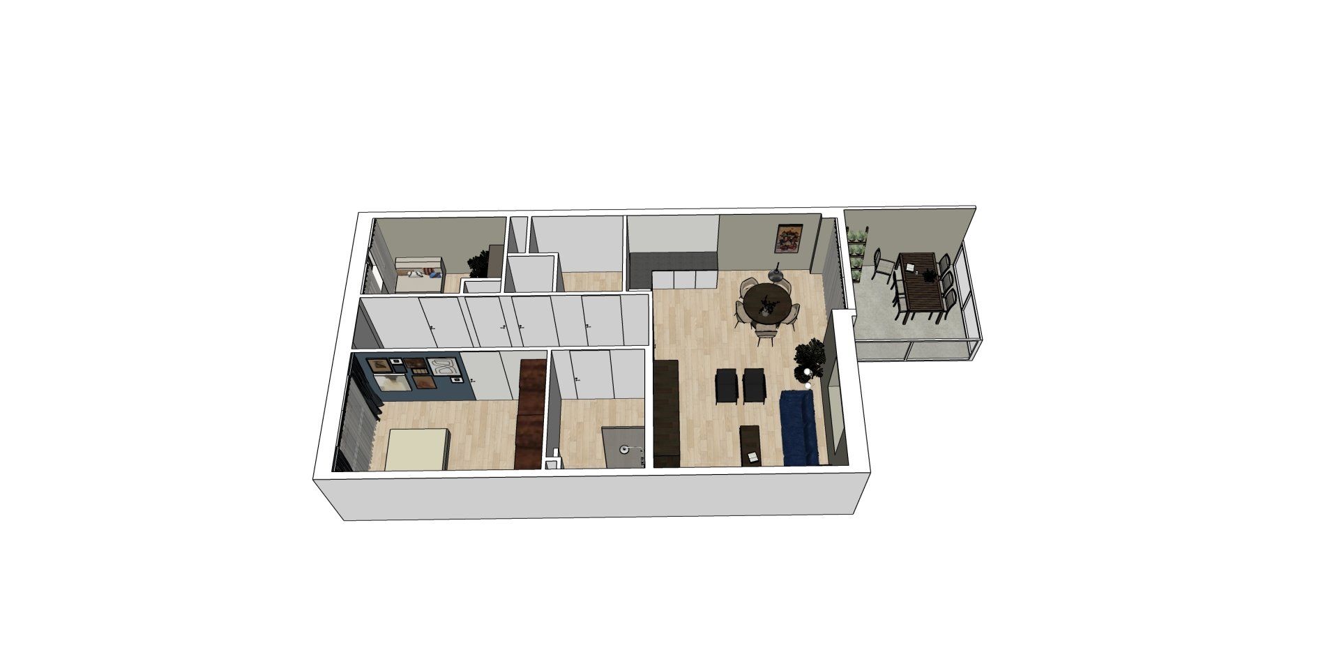 Indelingsplan voor een appartement in Steenbergen.