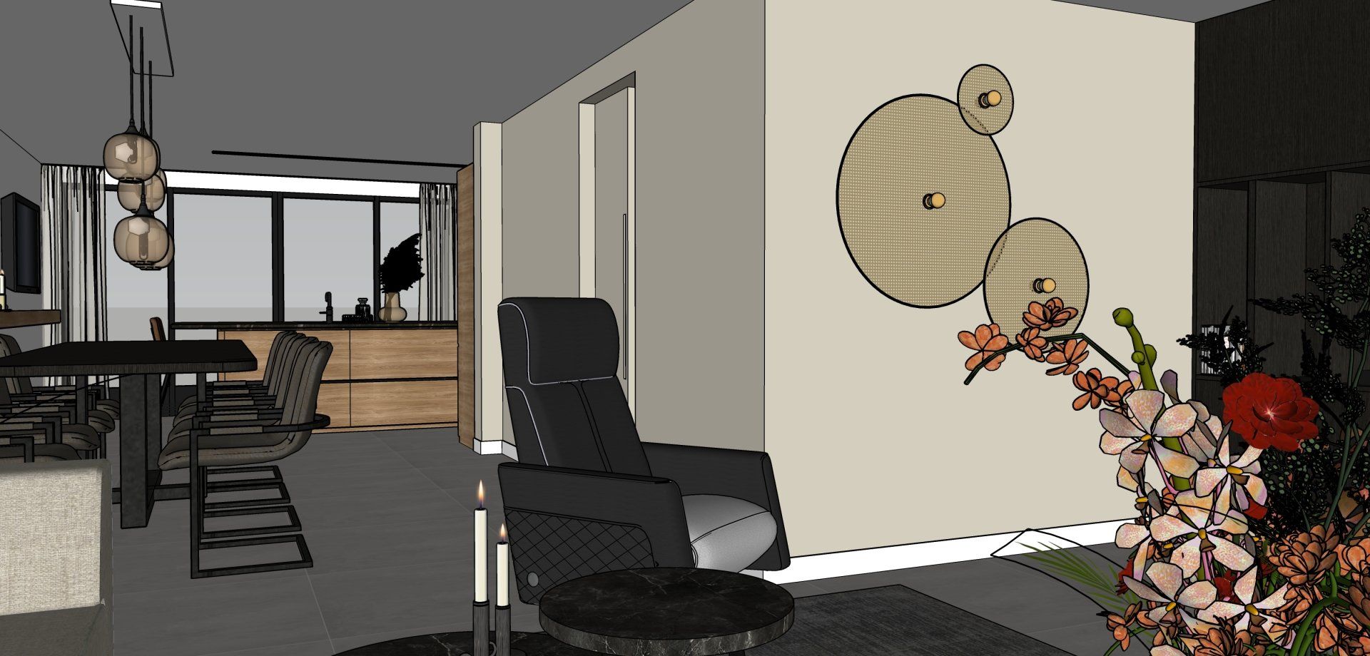 3D interieurontwerp woonkamer in Steenbergen.