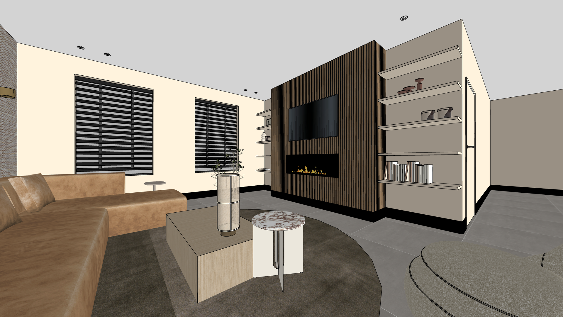 Woonkamerontwerp voor een villa in Hoogerheide.