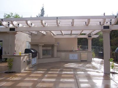 Outdoor Kitchens — Outdoor Kitchen Design With Pergola in Winters, CA