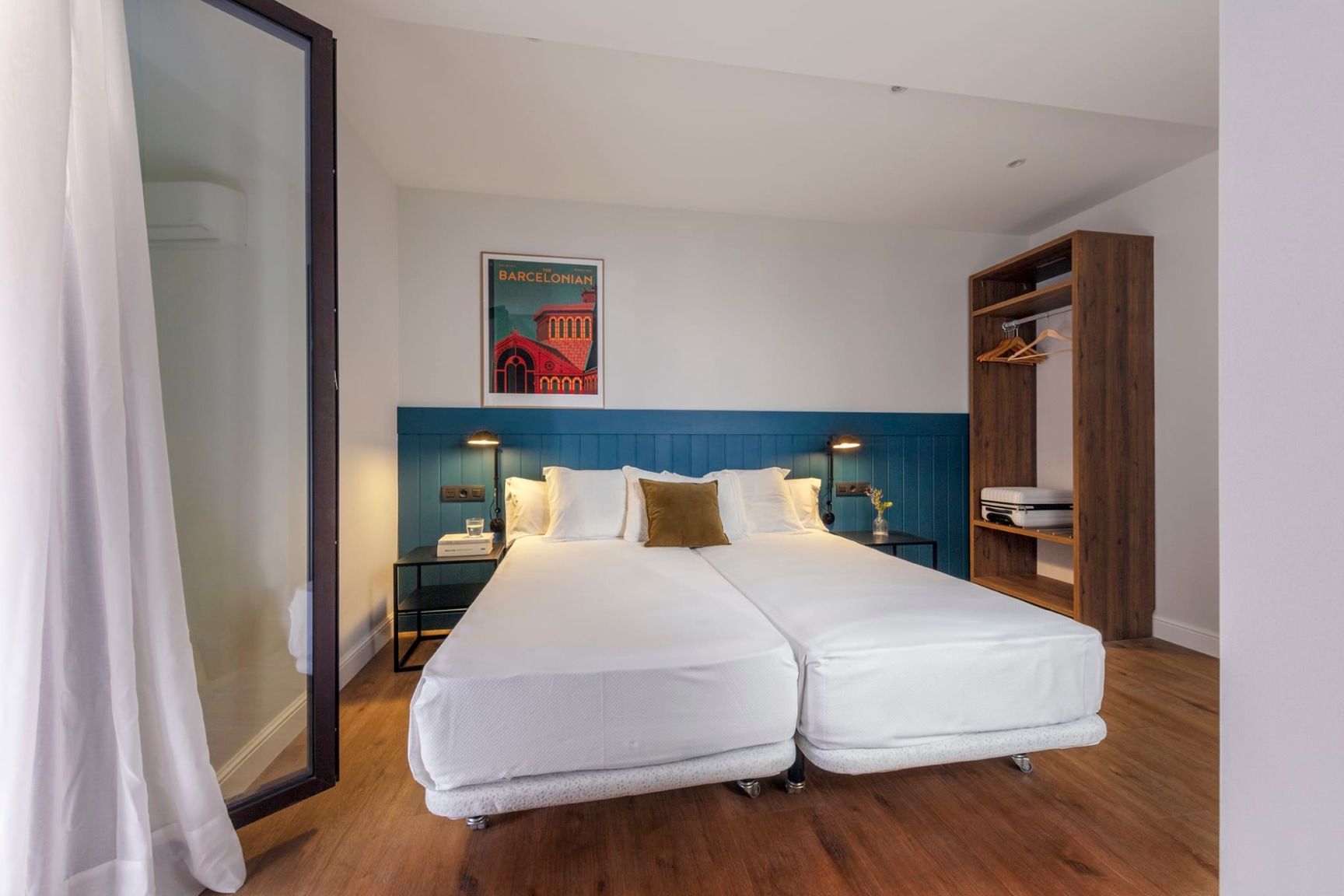 There is a large bed in the middle of the room.