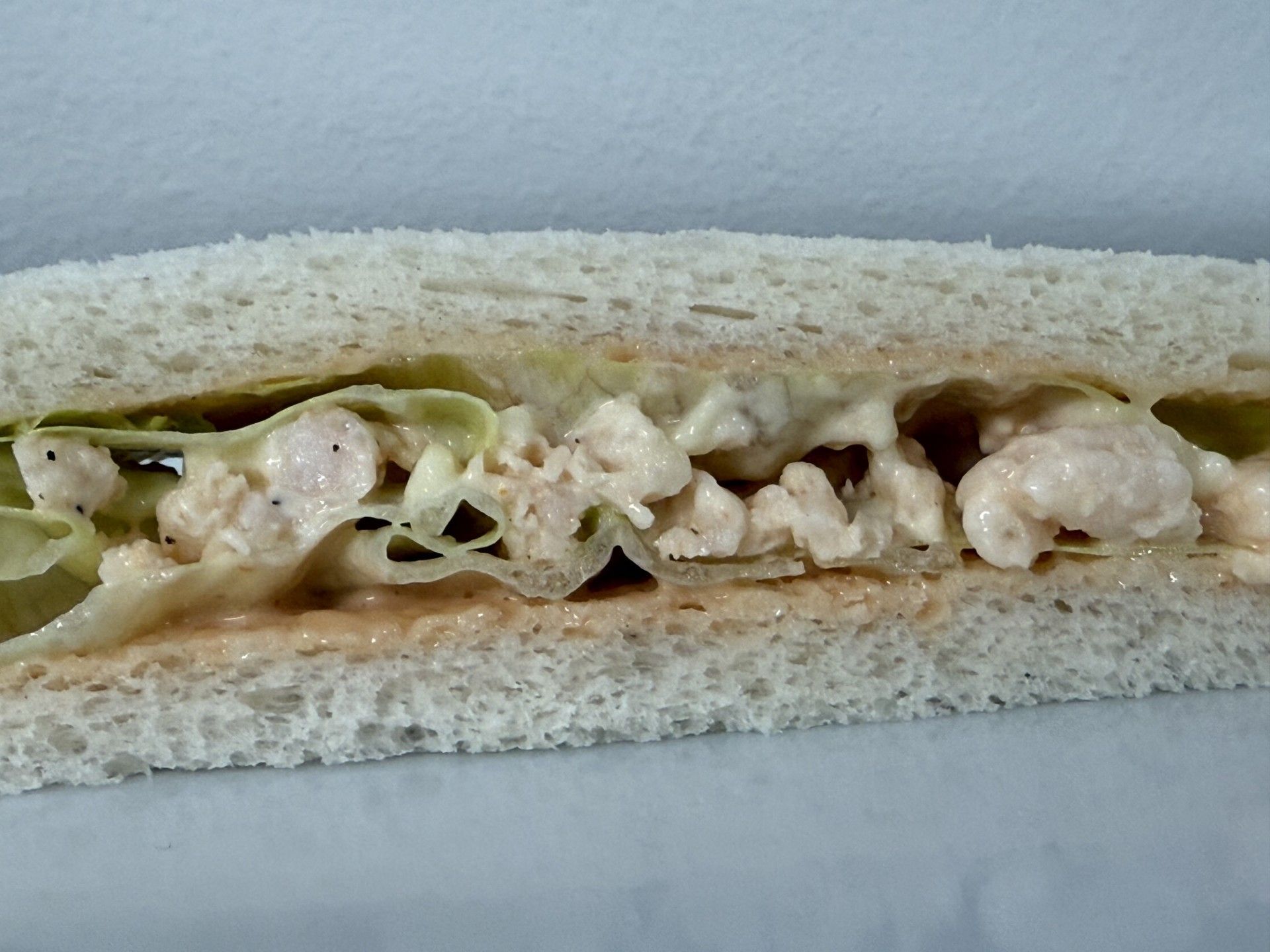 Panino con insalata di pollo su pane bianco.