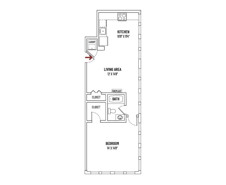 Floor Plan - 1 BED + 1 BATH  |  UNIT STYLE A = 658 SQ FT ±