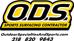The logo for ODS Sport Court Construction is yellow and black.