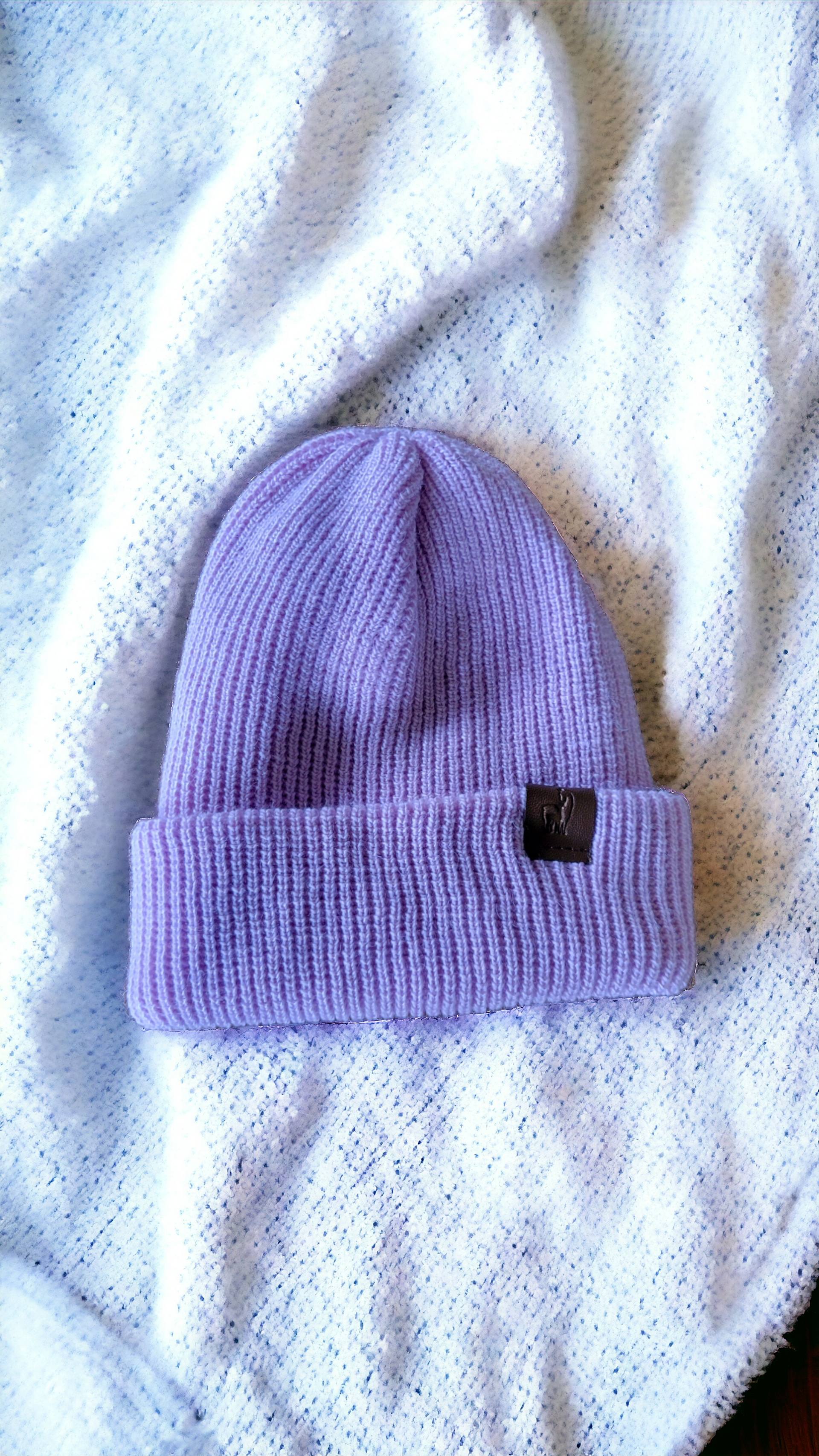 San York 100% Alpaca Unisex Ribbed Beanie - Lavender