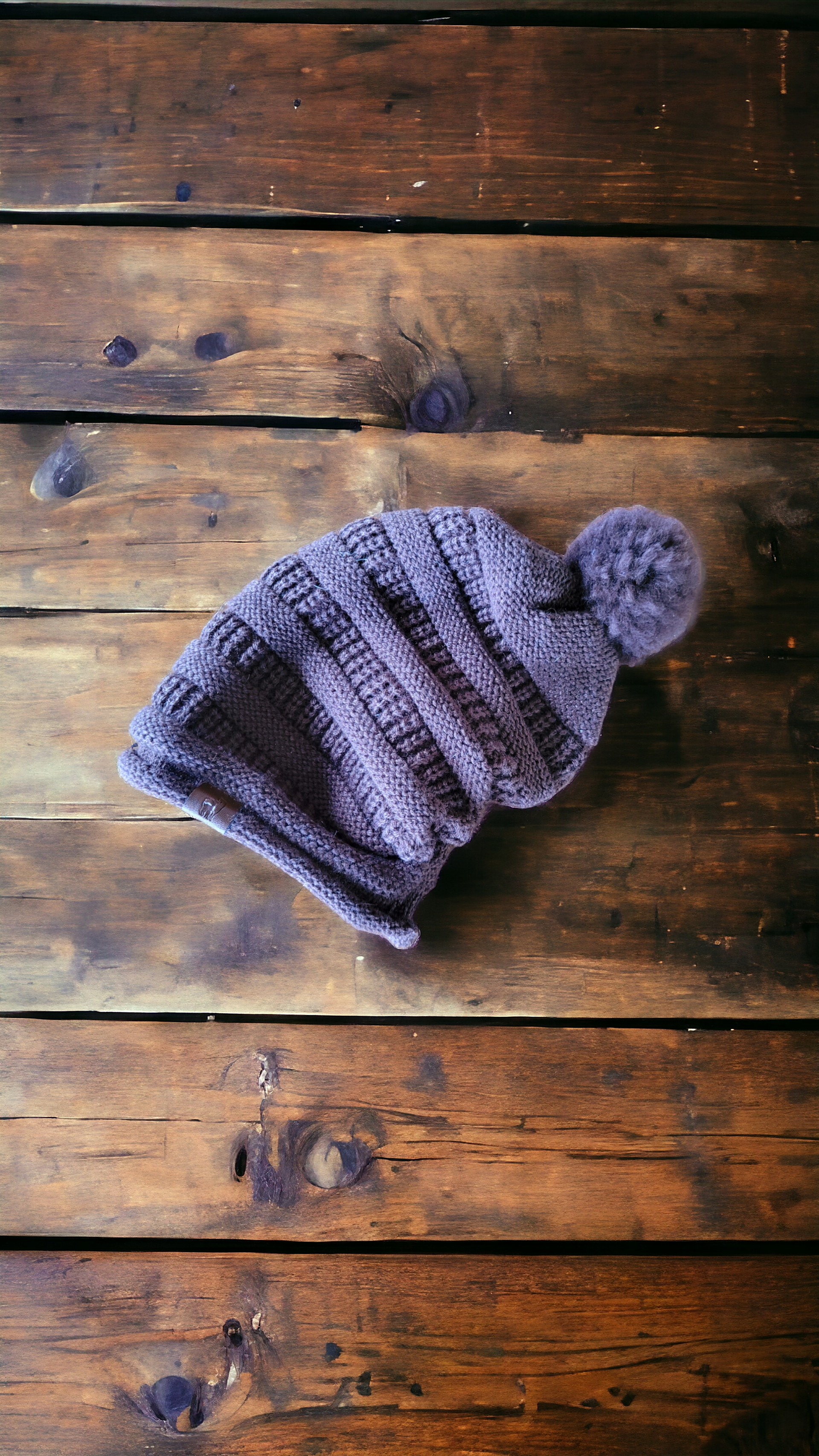 Katty Reversed Knit 100% Alpaca Beanie - Brown