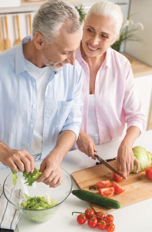 Old Couple Preparing Salad — Santa Cruz, CA — Dan Casagrande - Reverse Mortgages