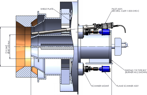 Boiler Section View with Proposed Burner Upgrade