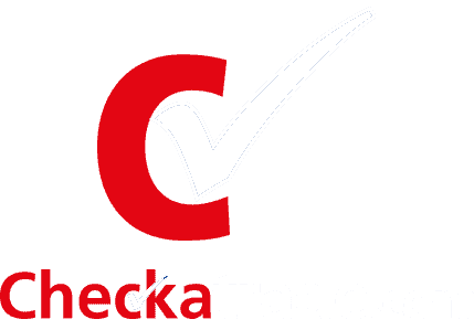 A checkatrade logo with a red check mark on a white background.