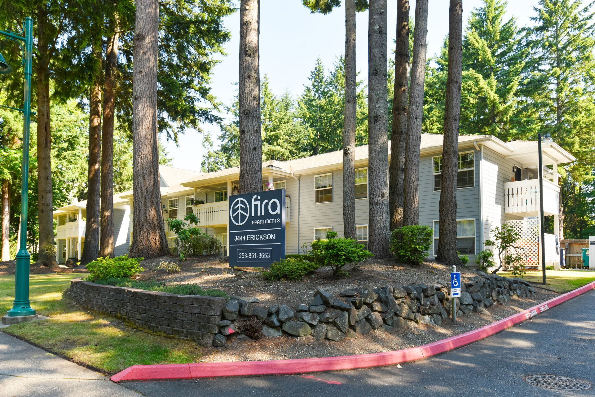 Exterior with Fira sign