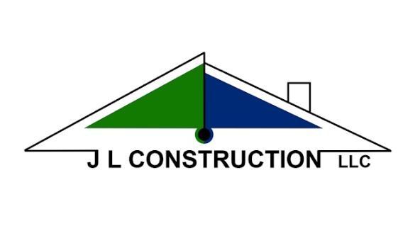 A logo for jl construction llc with a green and blue triangle