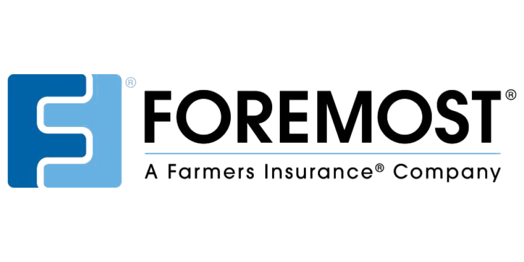 The logo for Foremost, a Farmers Insurance Company, featuring a blue square icon and black text.