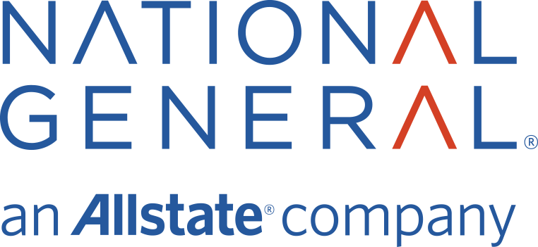 Logo for National General, an Allstate company, with blue text and orange accents.