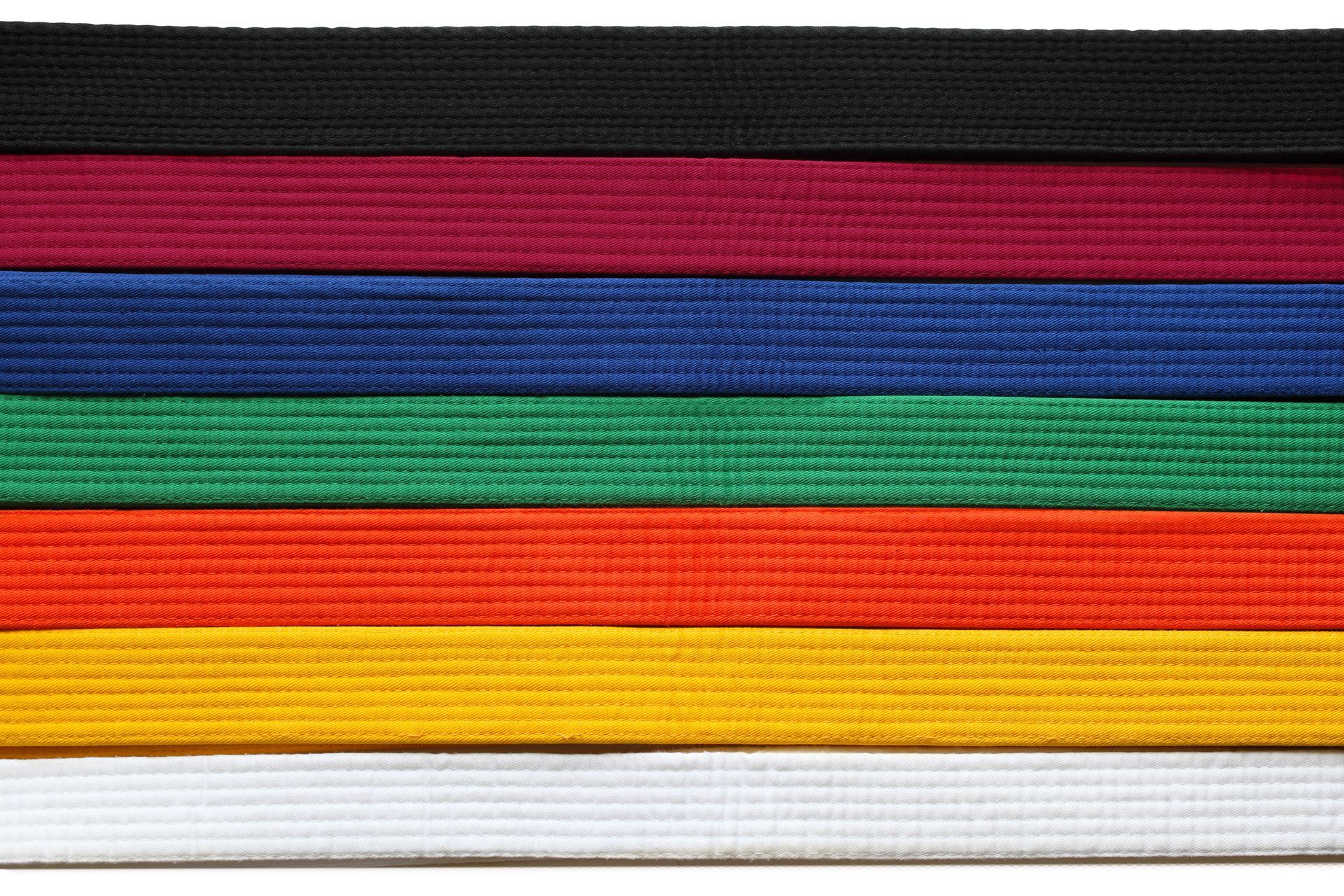 Martial Art belts in seven colors