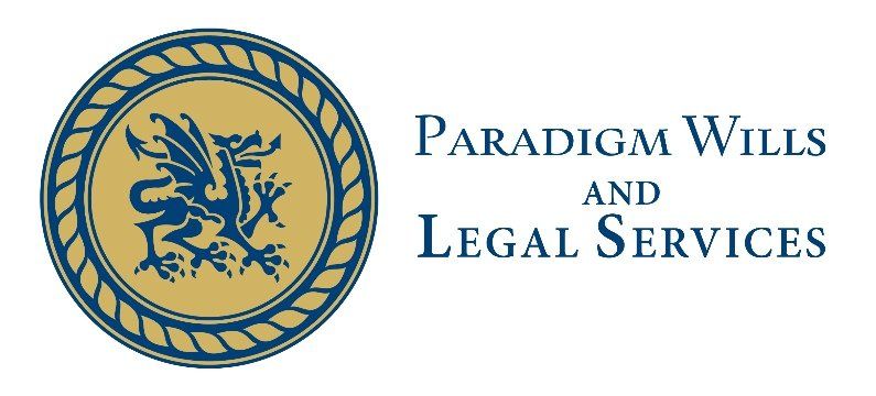 A logo for a company called paradigm wills and legal services