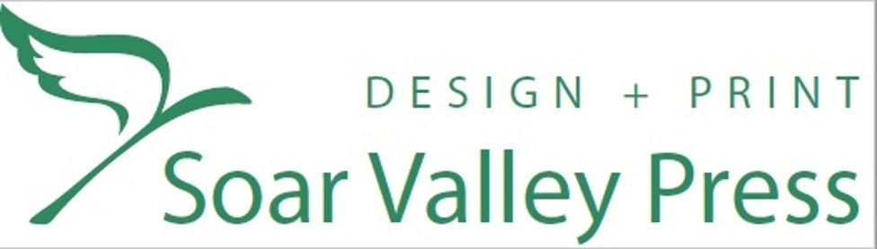 A logo for soar valley press design and print