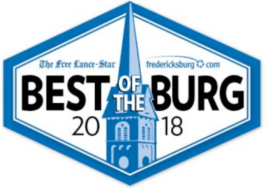 A blue and white logo for best of the burg 2018