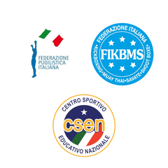 logo Federazione Italiana Kickboxing - logo CSEN - logo Federazione Pugilistica Italiana