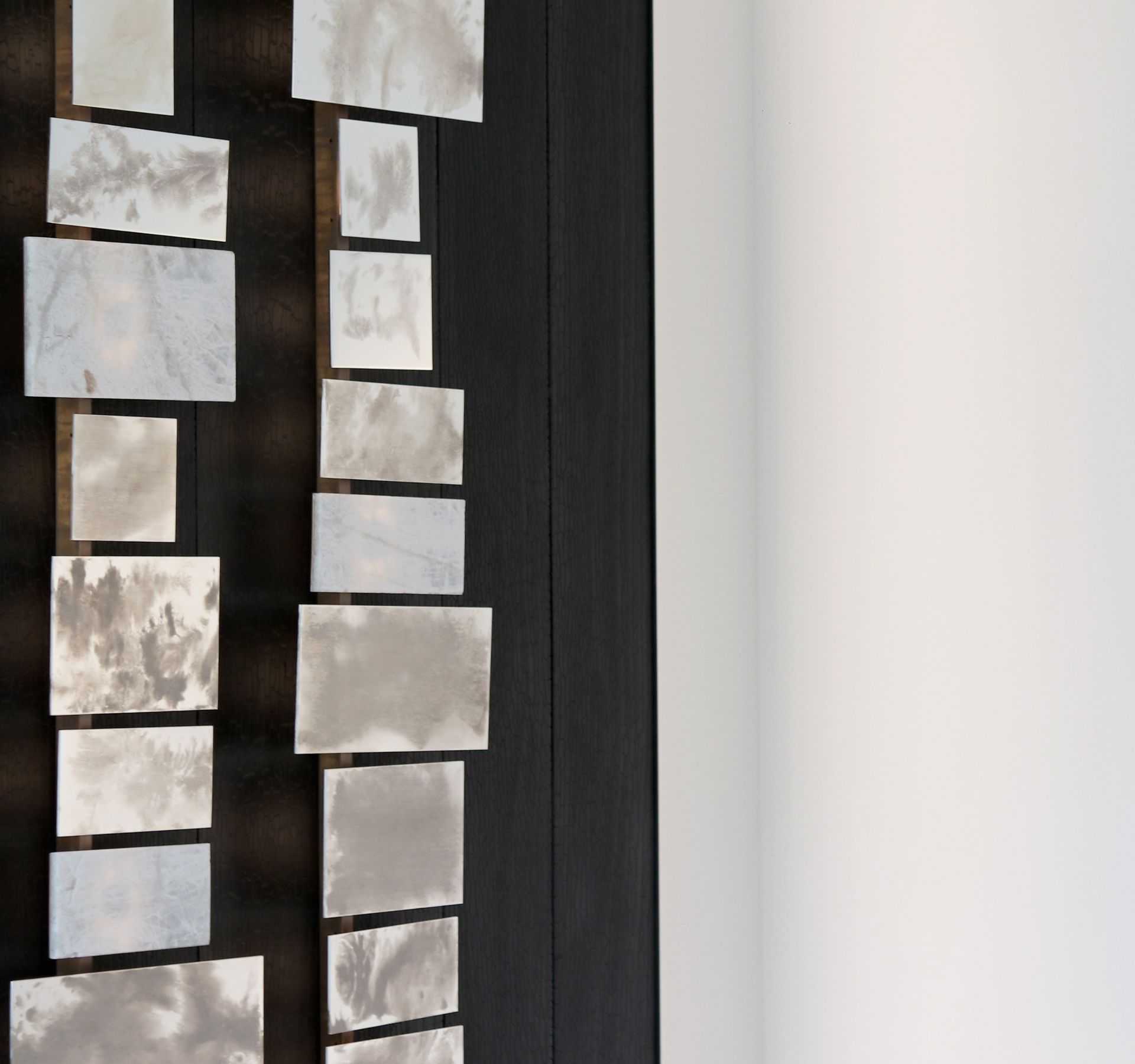 a wall with a lot of squares on it