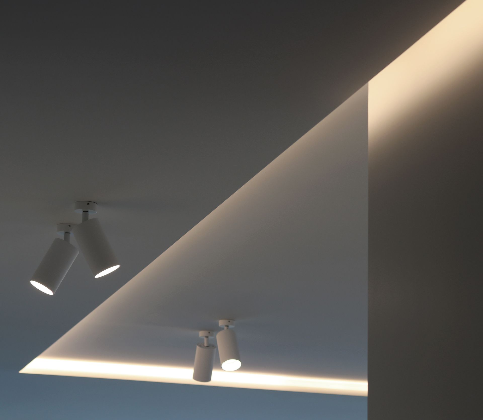 a ceiling with a few lights on it