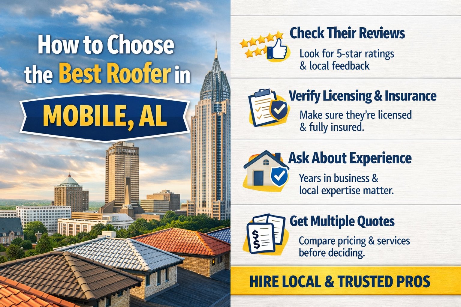 How to choose the best roofer in Mobile AL blog image