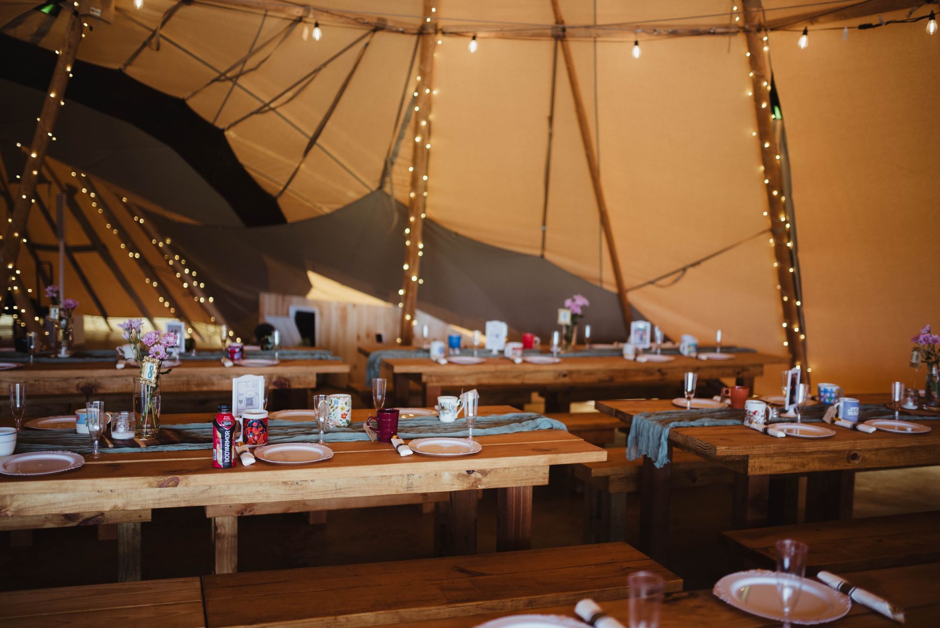 Texas tipi wedding reception under the stars