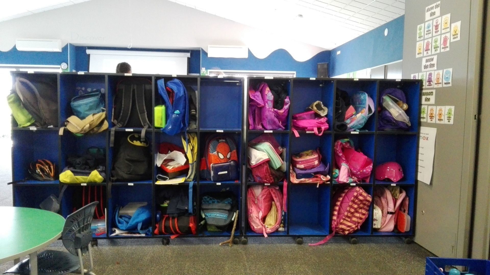 School, bag rack, shelving, new, bespoke, joinery, custom