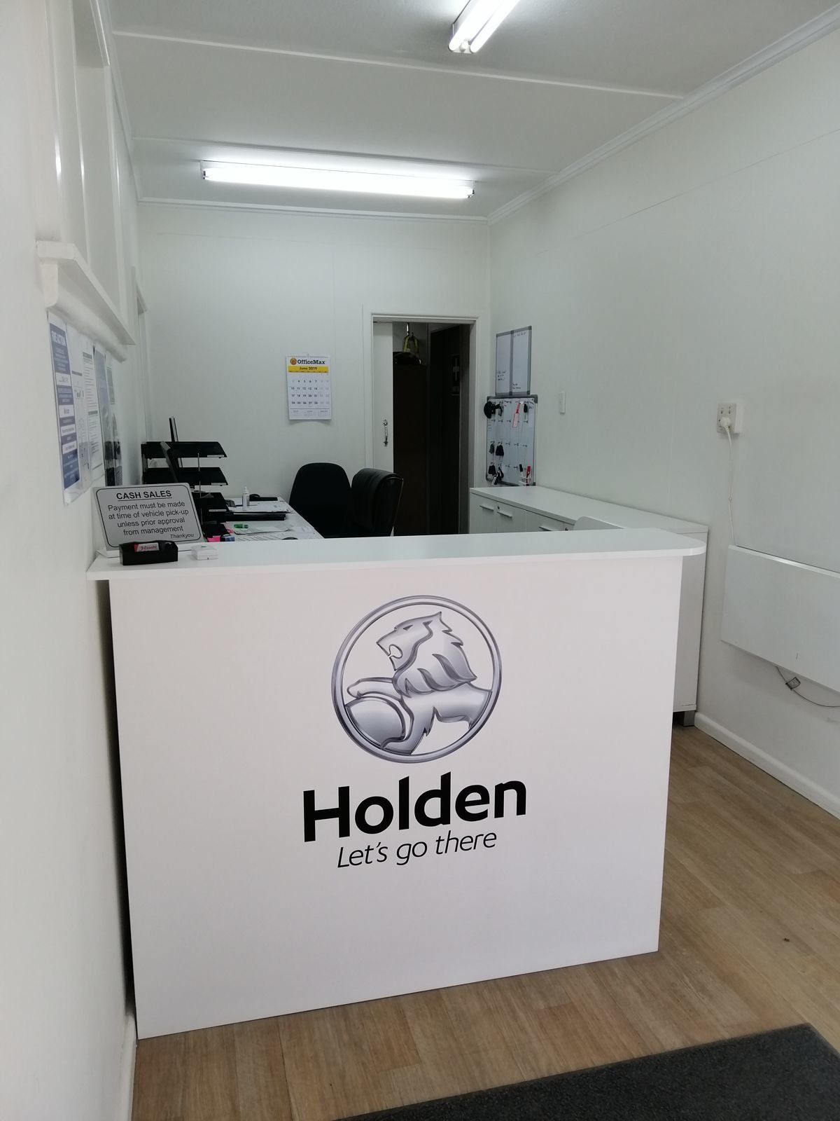 Arthur Burkes, service centre, garage, front desk,  shelving, new,  bespoke, joinery, space, modern, branding, professional