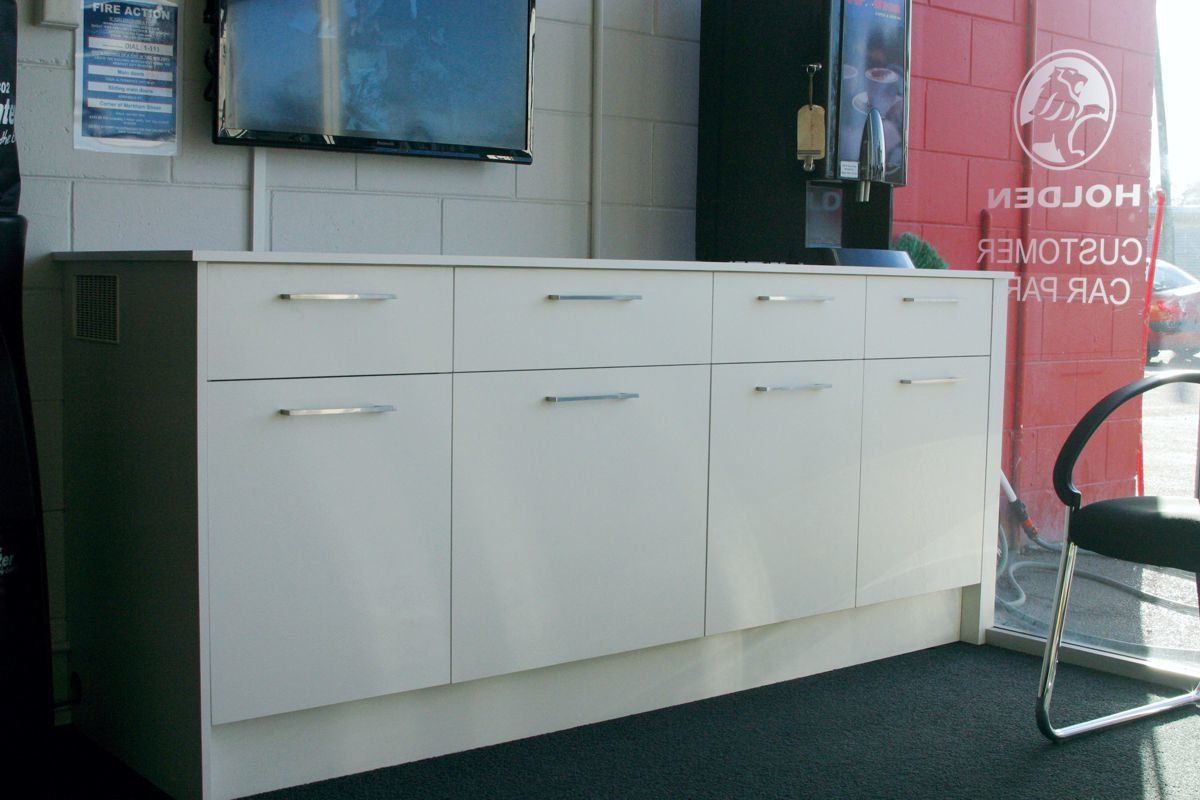 Arthur Burkes, car, showroom, shelving, new,  bespoke, joinery, space, modern