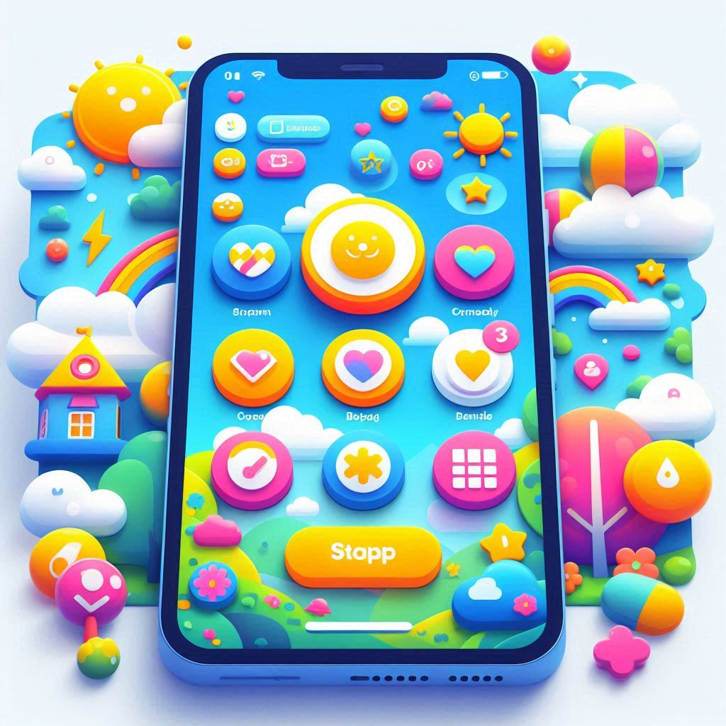 A cell phone with a bunch of colorful icons on it.