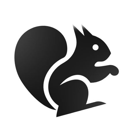 A black and white squirrel icon on a white background.