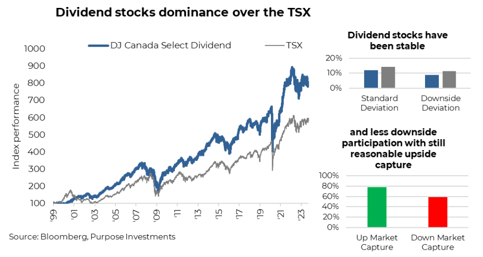 Dividend stocks dominance over the TSX