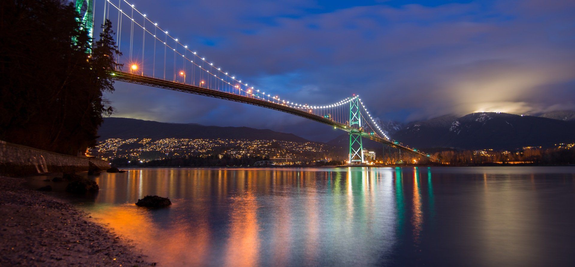 Lions Gate bridge at night