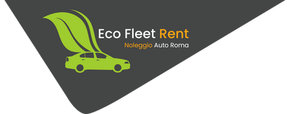 Il logo di Eco Fleet Rent ha un'auto verde e una foglia sopra.