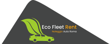 Un logo per il noleggio di flotte ecologiche con un'auto e una foglia