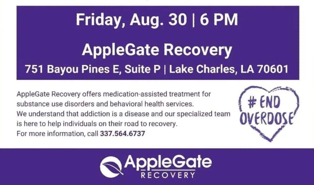 An advertisement for applegate recovery offers medication assisted treatment for substance use disorders and behavioral health services